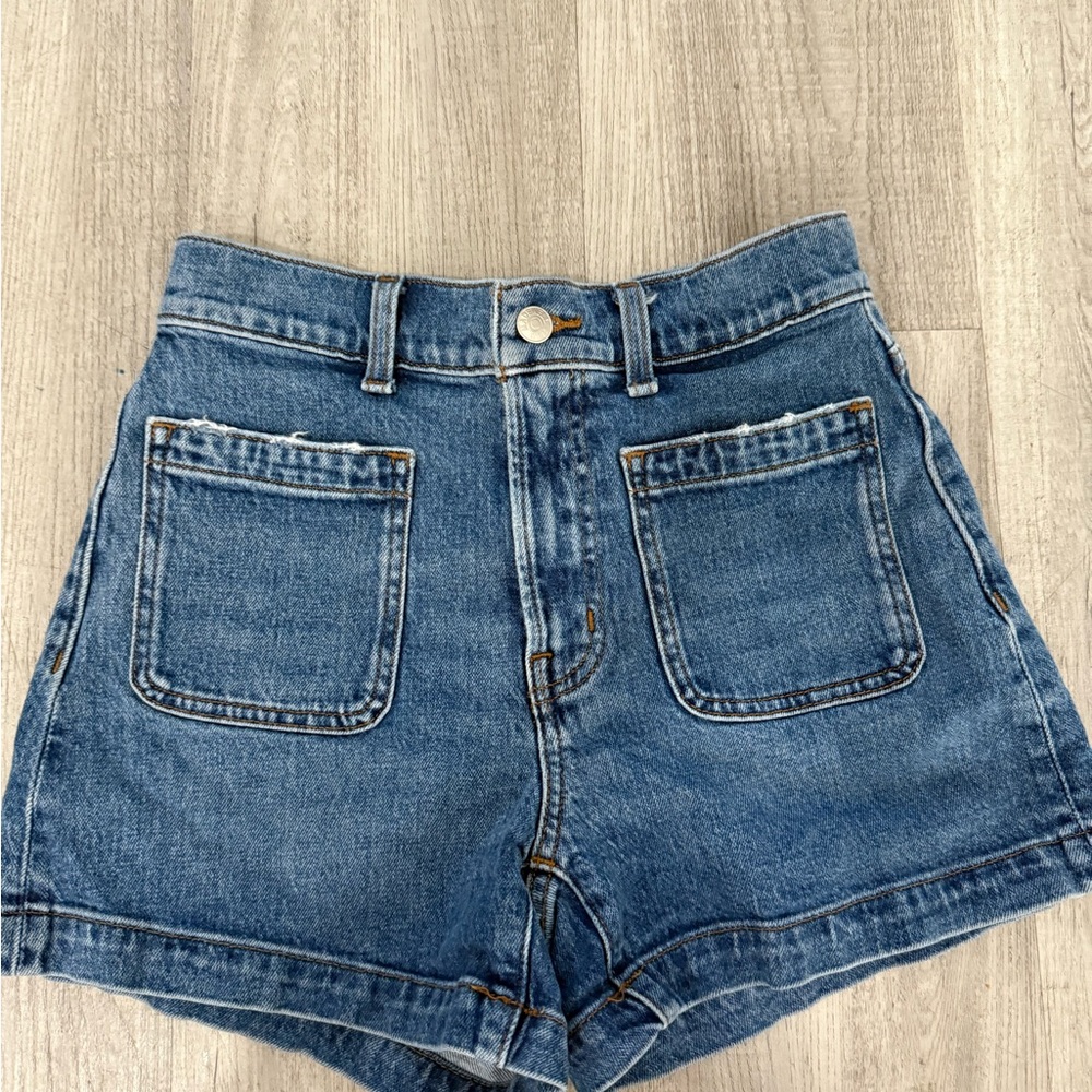 Madewell Blue High Waist Denim Shorts Front Pockets